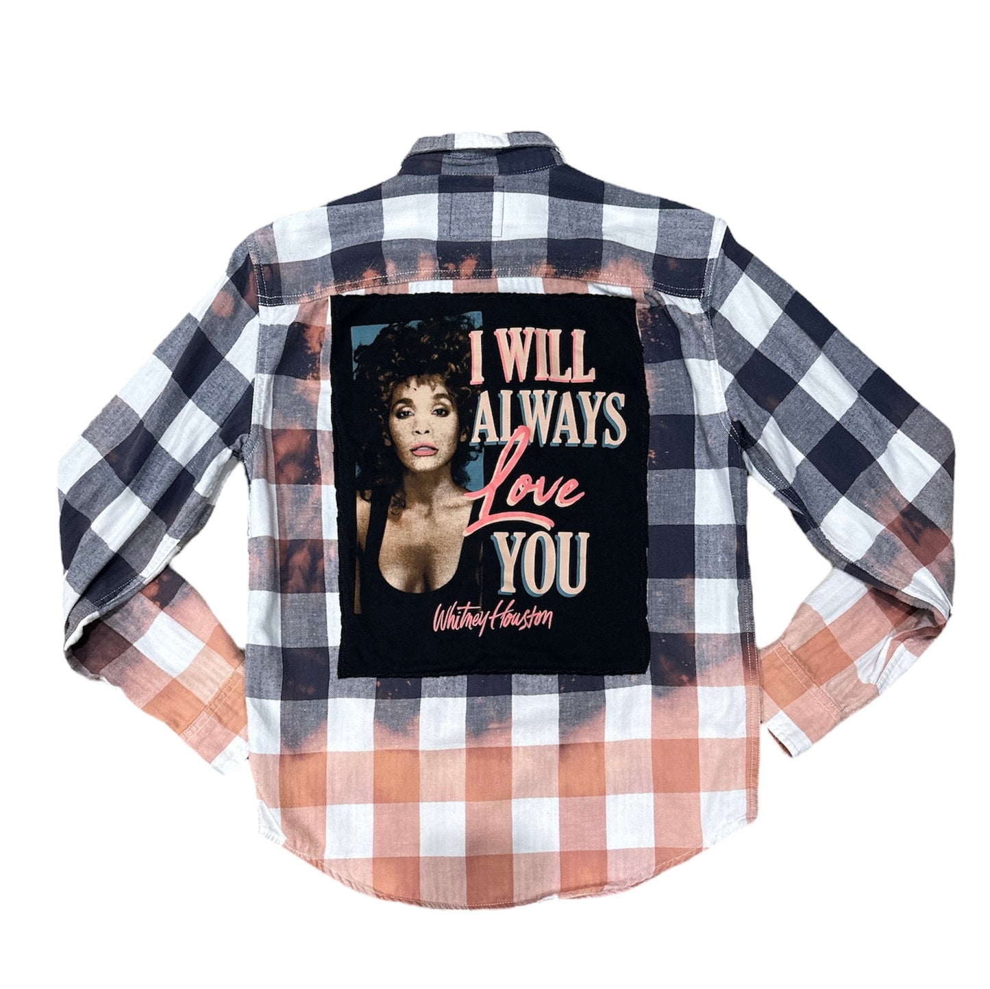 Upcycled Whitney Houston Distressed Flannel
