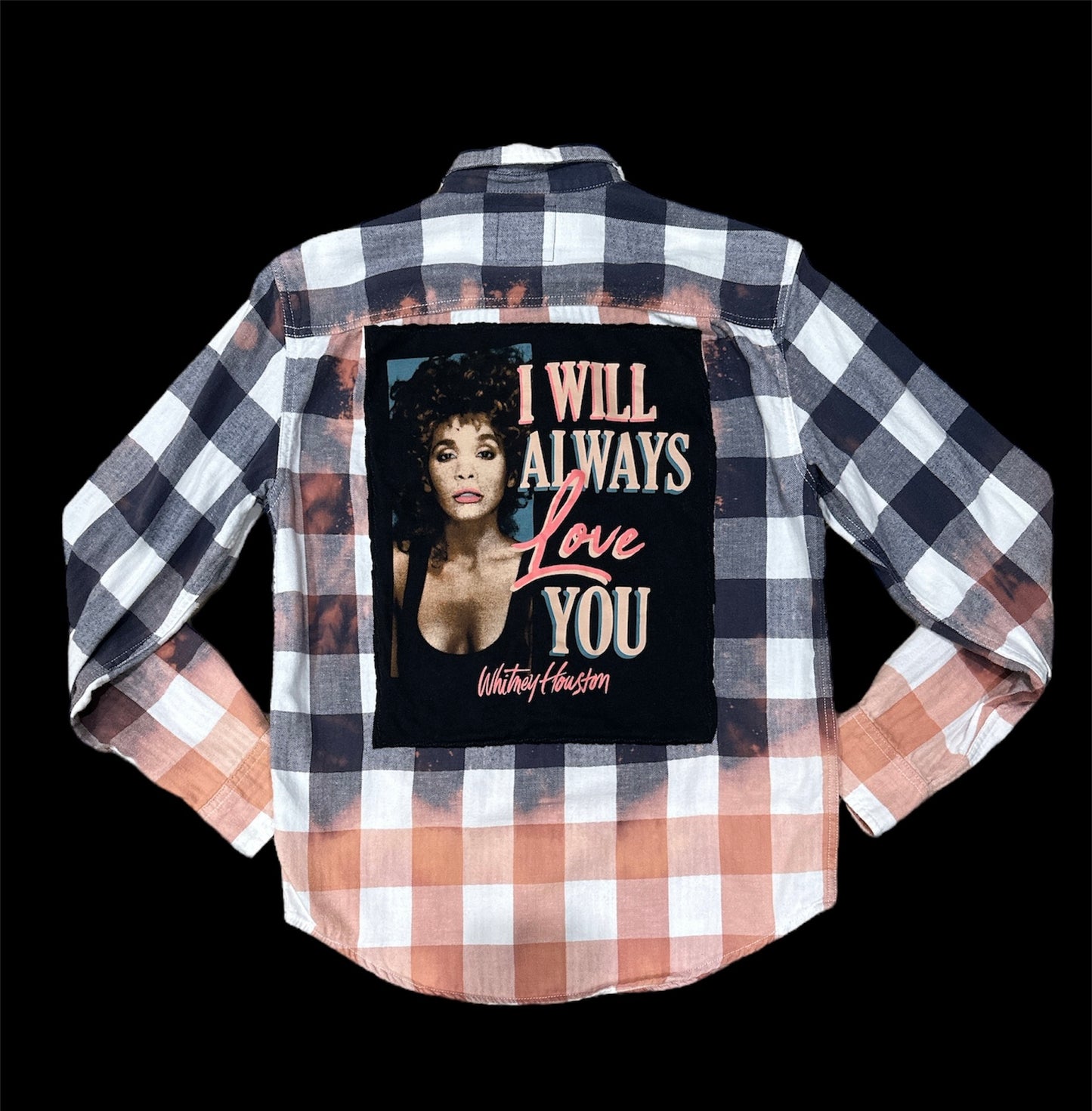 Upcycled Whitney Houston Distressed Flannel