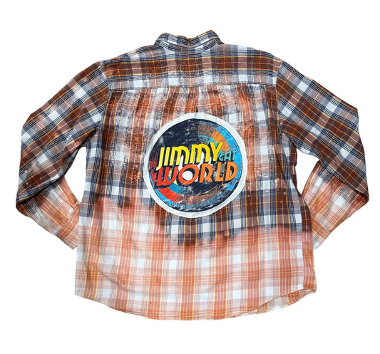 Upcycled Jimmy Eat World distressed Flannel