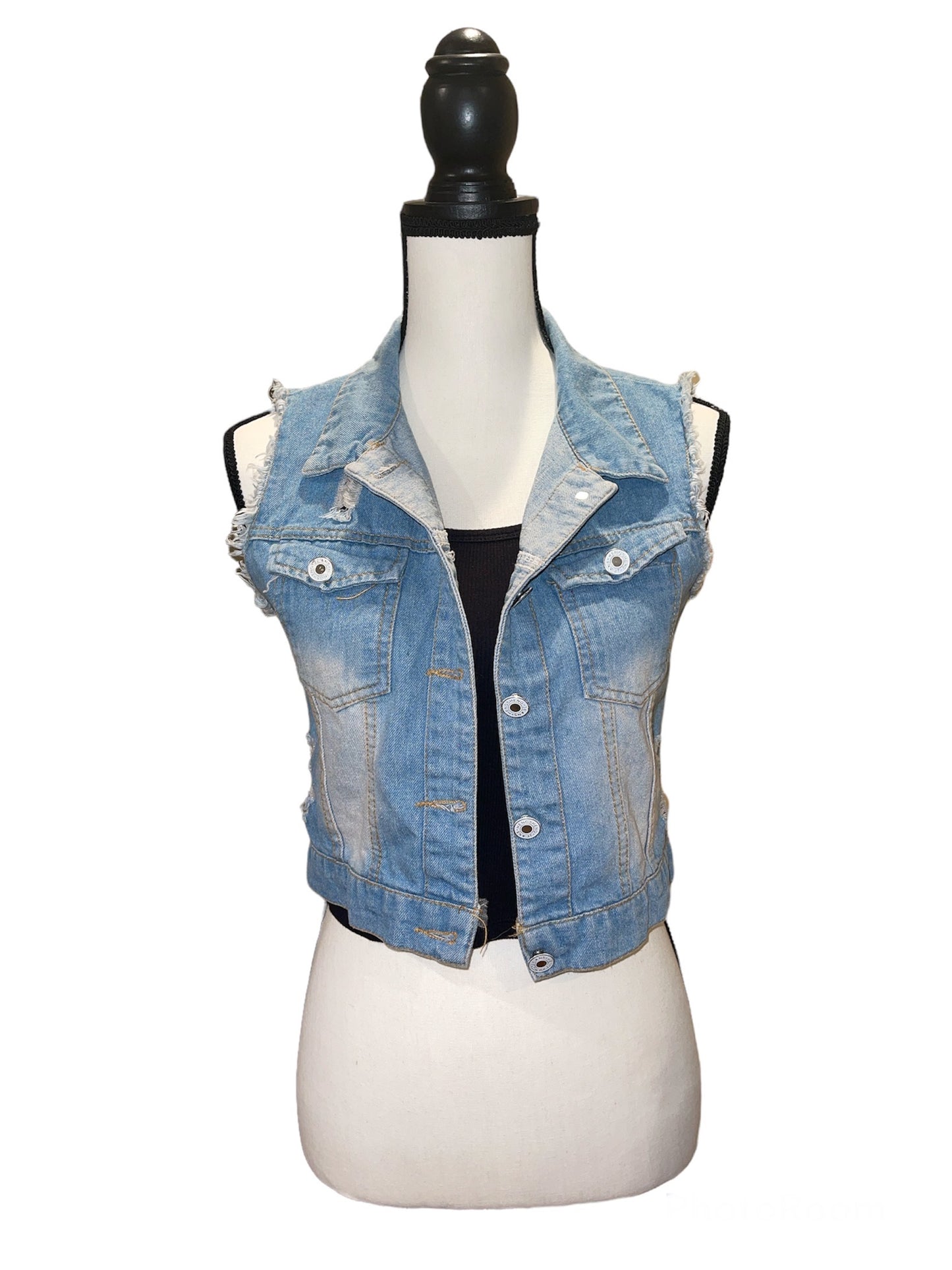 Whitney Houston Cropped Denim Vest