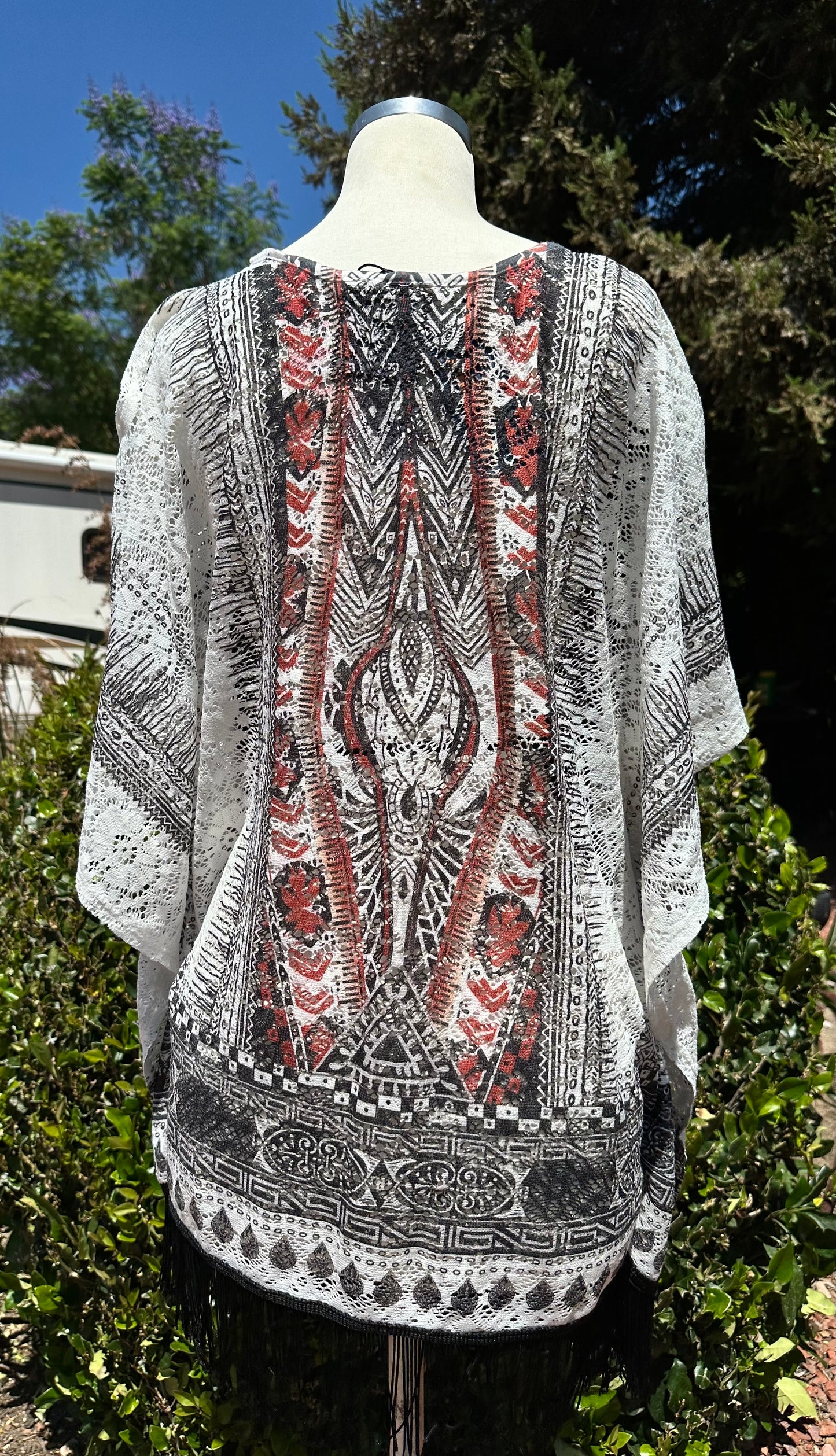 Upcycled fringe poncho ft Johnny Cash