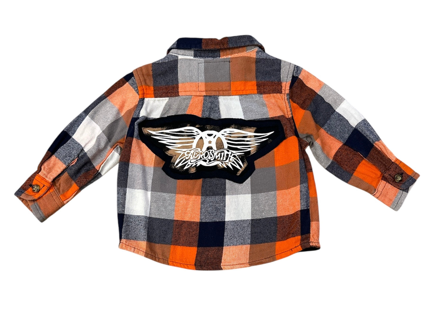 Upcycled baby flannel featuring Aerosmith!