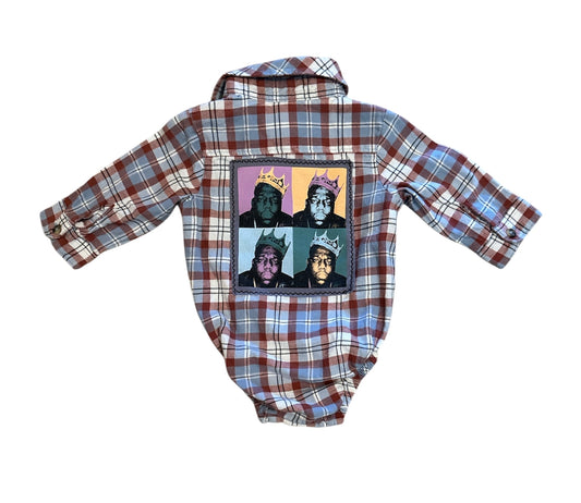 Upcycled Baby onesie featuring Biggie Smalls