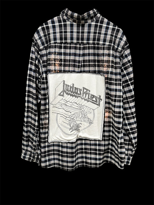Upcycled Band Tee Flannel ft Judas Priest