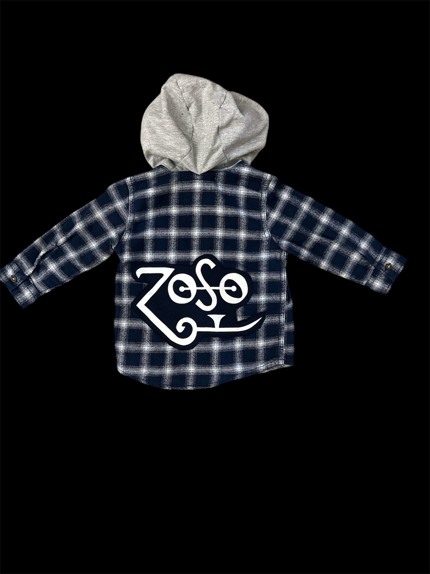 Upcycled baby ZOSO hooded flannel