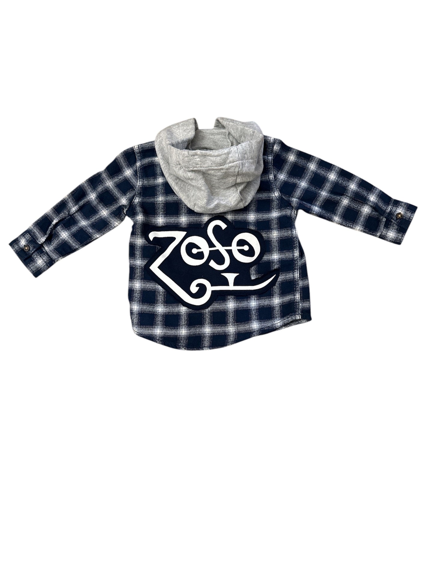 Upcycled baby ZOSO hooded flannel