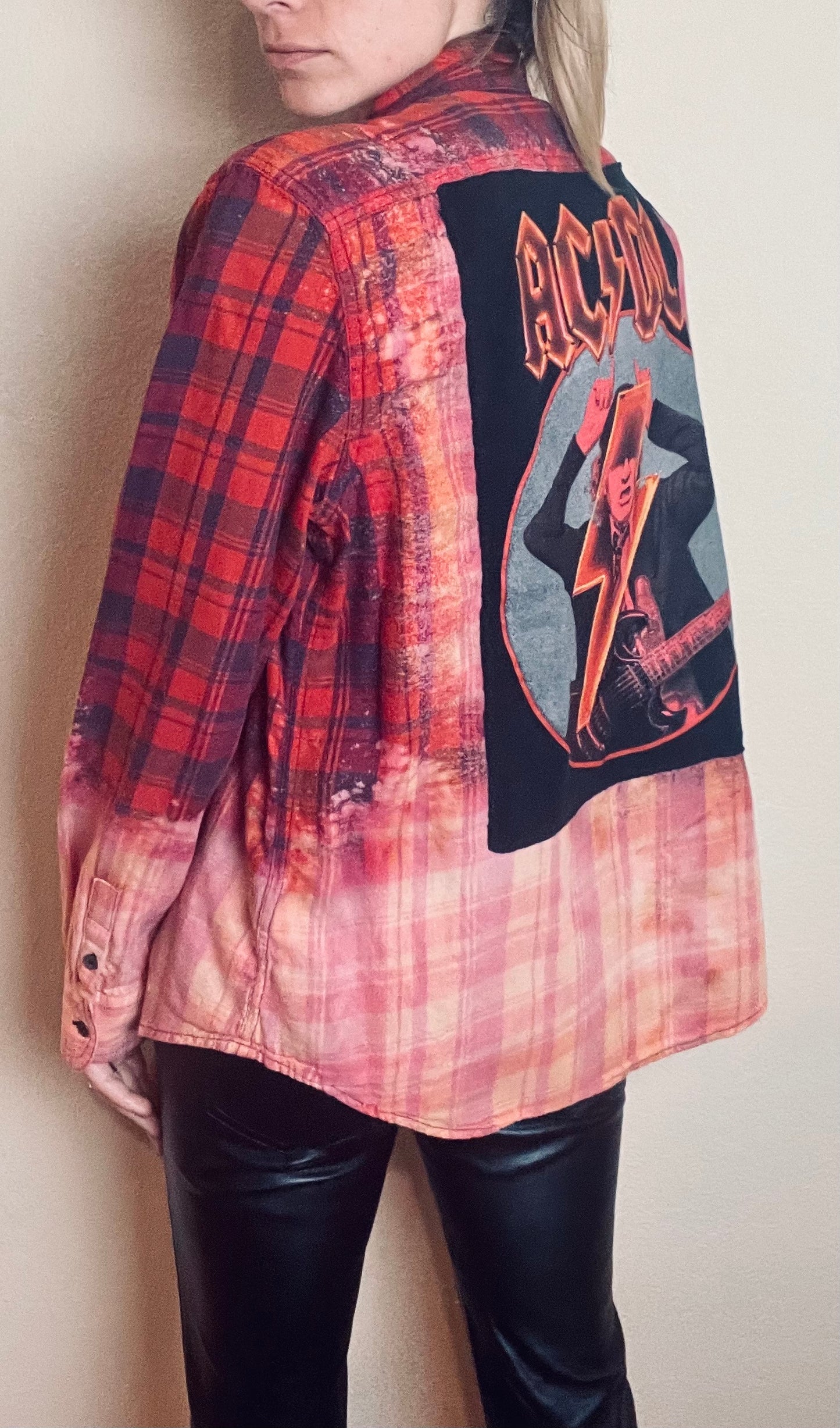 AC/DC Distressed Lightweight Flannel
